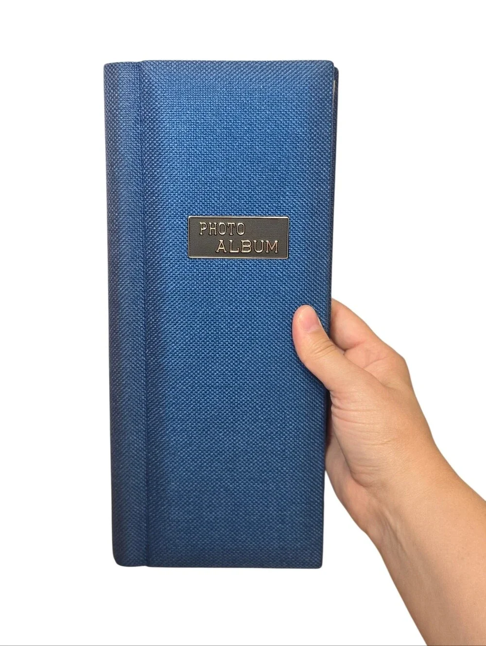 Vintage 70's Hardcover Blue Fabric Textured Slip-In 3.5